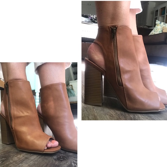 HipFinds Shoes - ☕️Whiskey Peep Toe Booties🤩